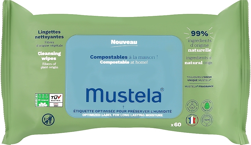 Baby Cleansing Wipes - Mustela Compostable Cleaning Wipes With Fragrance — photo N1