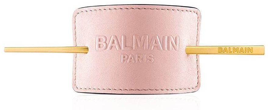Hair Clip - Balmain Paris Hair Couture Pastel Pink Embossed Hair Barrette SS20 — photo N1