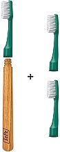 Eco-Toothbrush with Wooden Handle & Three Heads, green - TePe Choice Soft Toothbrush — photo N4