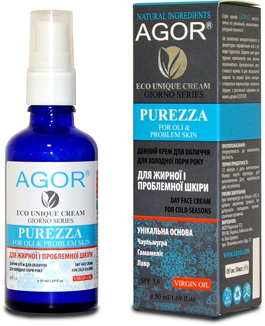 Day Cream for Oily & Problem Skin - Agor Giorno Purezza Day Face Cream (prybka) — photo N4