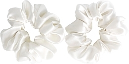 Natural Silk Scrunchie Set, M size, white - de Lure Scrunchie Set — photo N1