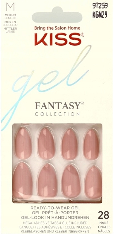 False Nail Set, size M - Kiss Gel Fantasy Windy City — photo N2