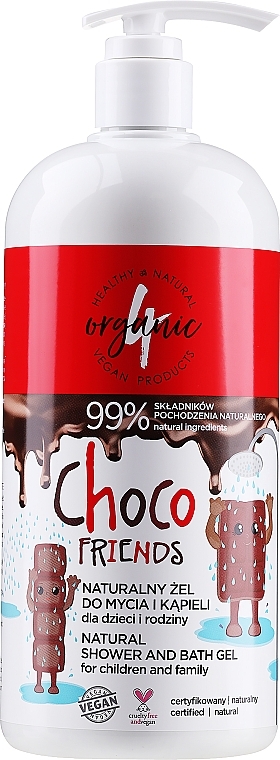 Family Bath & Shower Gel "Chocolate" - 4Organic Choco Shower And Bath Gel For Children And Family — photo N2