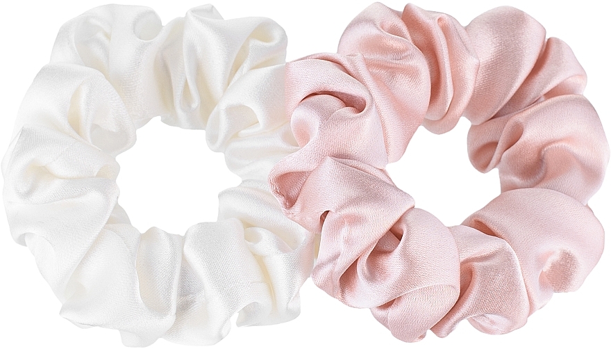 Midi Natural Silk Elastic Hair Band Set - MAKEUP Scrunchie Set Milk Powder — photo N1
