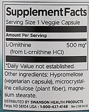 L-Ornithine Amino Acid, 500 mg - Swanson L-Ornithine Amino Acid 500mg — photo N3