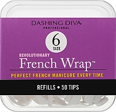 Fragrances, Perfumes, Cosmetics Narrow Nail Tips "French Smile" - Dashing Diva French Wrap White 50 Tips (Size 6)