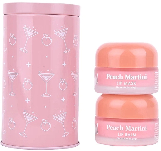 Barry M Peach Martini Lip Care Duo In Tin (lip/balm/14 g + lip/mask/14 g) - Lip Care Set — photo N1