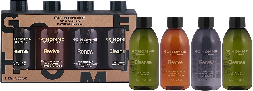 Set - Grace Cole GC Homme Grooming Bathing Line Up (b/wash/2x150ml + h/wash/150ml + muscle/soak/150ml) — photo N2