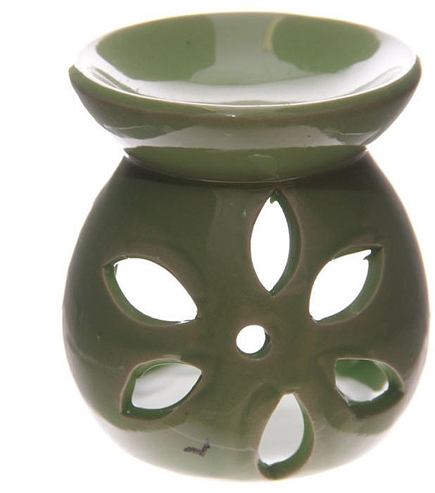 Ceramic Aroma Lamp 'Flower', green - Home Nature — photo N1