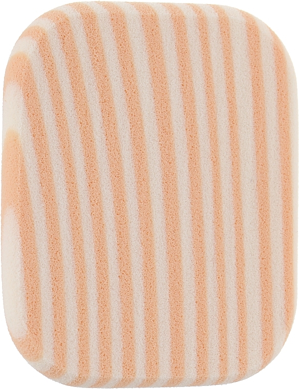 Rubberized Makeup Sponge "Rectangle", beige striped #989 - Dark Blue Cosmetics — photo N1