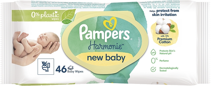 Baby Wet Wipes, 46 pcs - Pampers New Baby Harmonie Body Wipes — photo N7