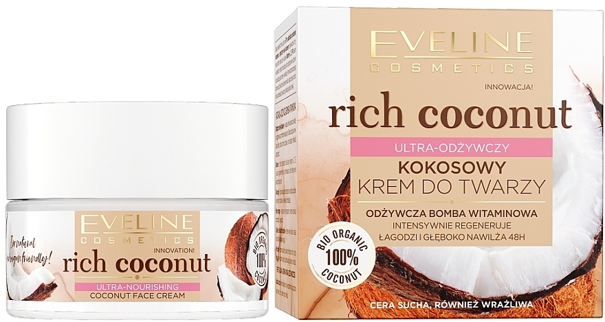 Ultra-Nourishing Face Cream - Eveline Cosmetics Rich Coconut Face Cream — photo N1