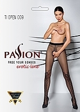 Erotic Tights with Cutout 'Tiopen' 009, 20 Den, black - Passion — photo N2