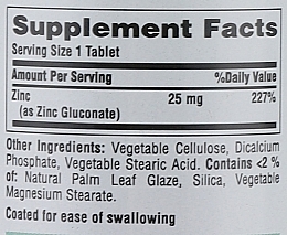 Zinc Dietary Supplement, 25 mg - Puritan's Pride Zinc Gluconate — photo N3