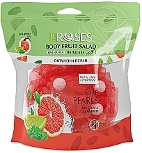 Aromatic Bath Sponge with Soap Pearls "Mint, Lime & Grapefruit" - Nature of Agiva Roses Body Fruit Salad Soap Pearls — photo N3