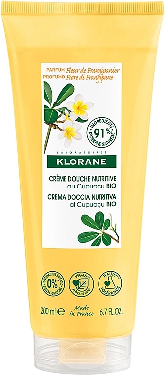 Shower Cream - Klorane Nourishing Shower Cream Organic Cupuacu Frangipani Flower — photo N1