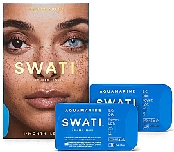 Fragrances, Perfumes, Cosmetics Colored Contact Lenses "Aquamarine", 1 month - Swati 1-Month Blue Coloured Lenses