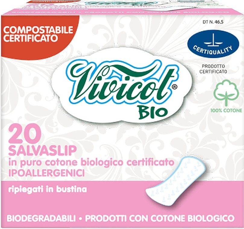 Daily Liners, 20 pcs - Vivicot Bio Pantyliners Folded — photo N1