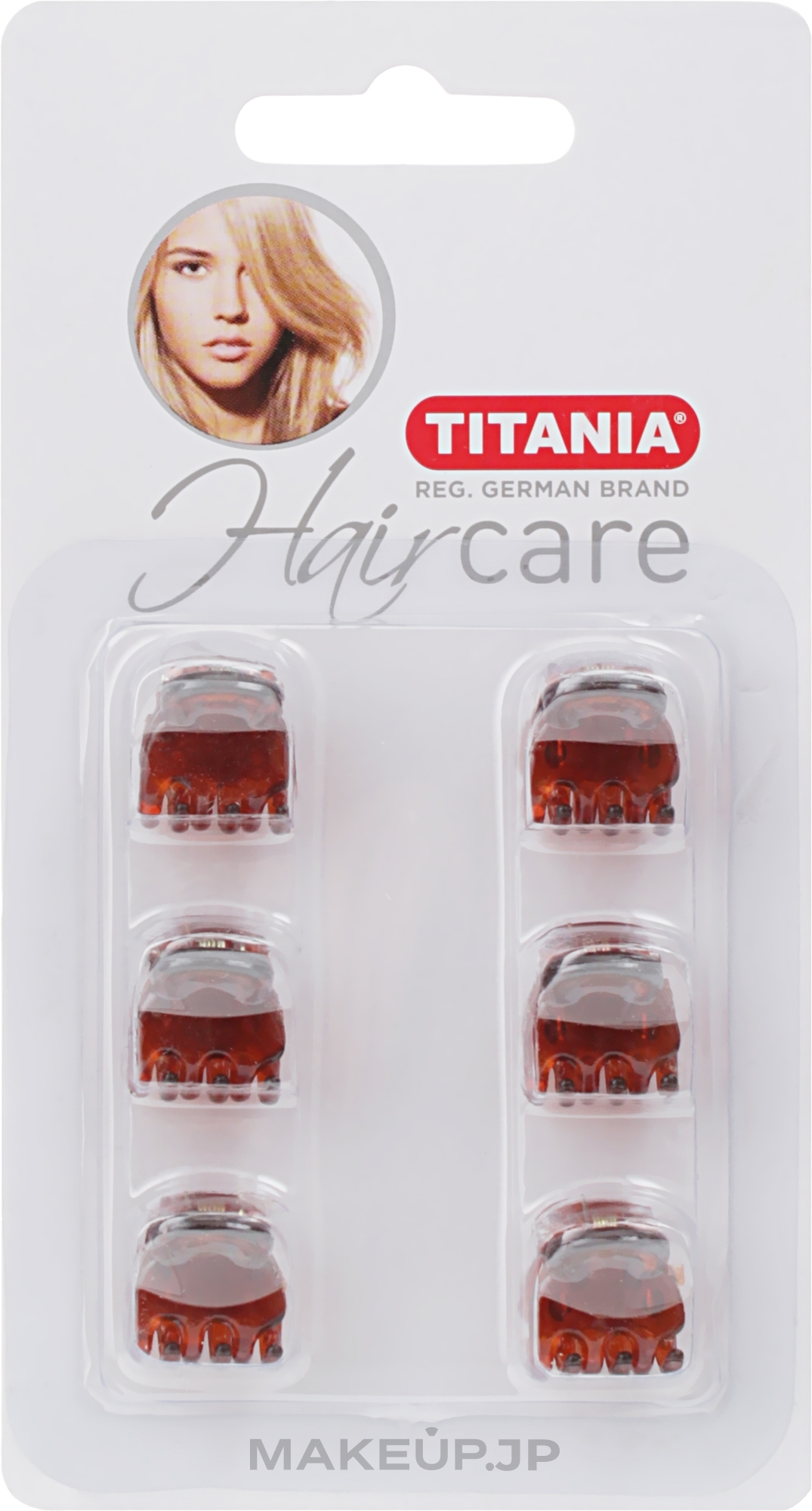 Hair Clip, 1.5 cm, 6 pcs, brown - Titania — photo 6 szt.