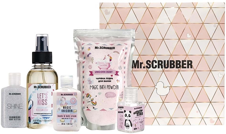 Set - Mr.Scrubber "Magic Unicorn" (b/glitter/60 ml + antib/gel/30ml + bath/p/200g + h/cr/60 ml + b/mist/150 ml ) — photo N7