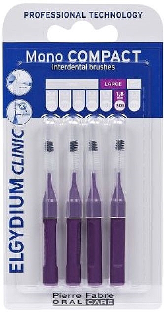 Interdental Brush, purple, 4 pcs - Elgydium Clinic Brushes Mono Compact Purple 1.8mm — photo N1