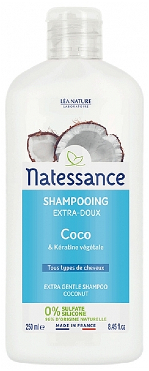 Shine Shampoo with Coconut Oil - Natessance Extra Gentle Shampoo Coconut — photo N3