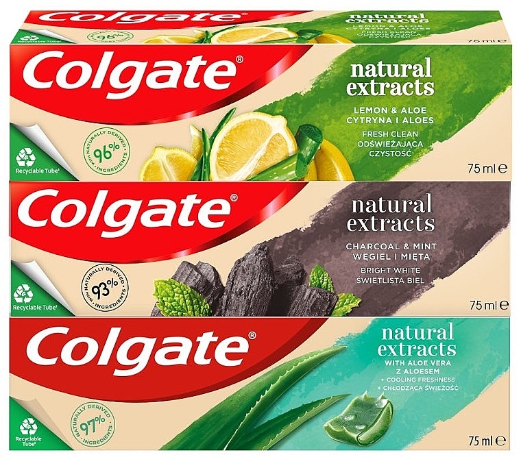 Set - Colgate Natural Extracts Mix (tooth/paste/3x75ml) — photo N1