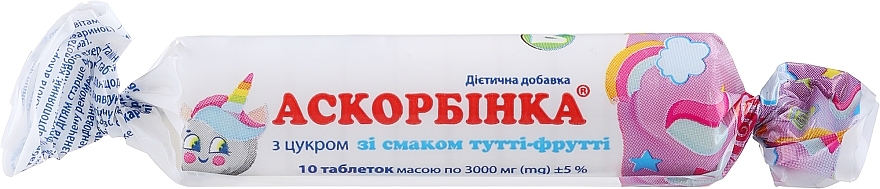 Tutti Frutti Flavor Dietary Supplement 'Ascorbinka-KV' - Golden Pharm — photo N1