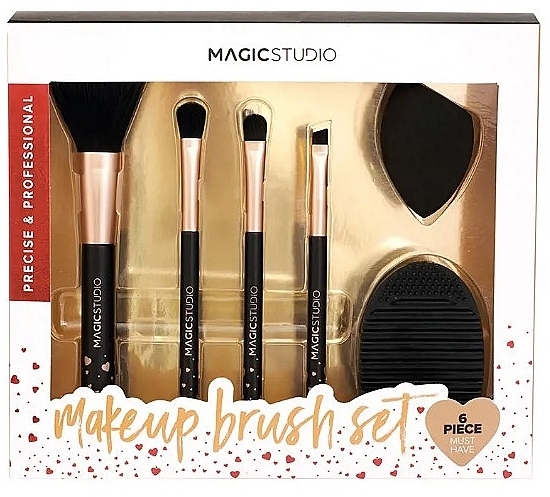 Makeup and Sponge Brush Set, 6 pcs - Magic Studio Make-Up Brush Set — photo N1