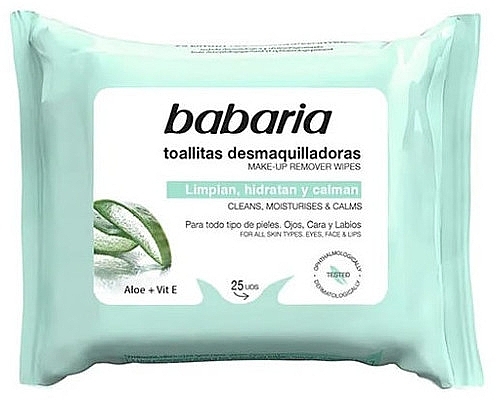 Makeup Remover Wipes - Babaria Aloe Vera Make Up Remover Wipes — photo N1