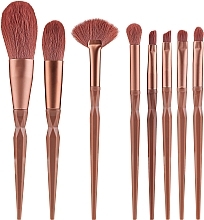 Makeup Brush Set in a Case, 8 pcs, pink - Lewer Brushes Faceted — photo N4