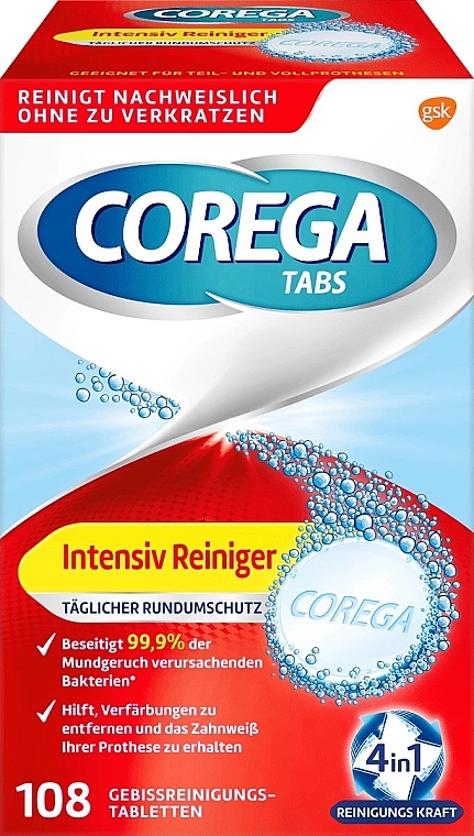 4in1 Denture Cleaning Tablets, 108 pcs. - Corega — photo N1