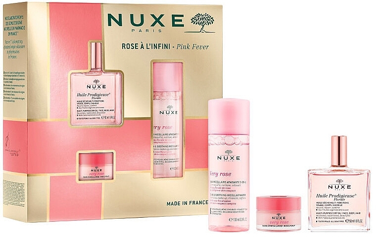 Set - Nuxe Pink Fever (oil/50ml + micellar/water/100ml + lip/balm/15g) — photo N2