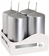 Fragrances, Perfumes, Cosmetics Votive Candle Set 40x80 mm, metallic grey, 4 pcs. - Bispol