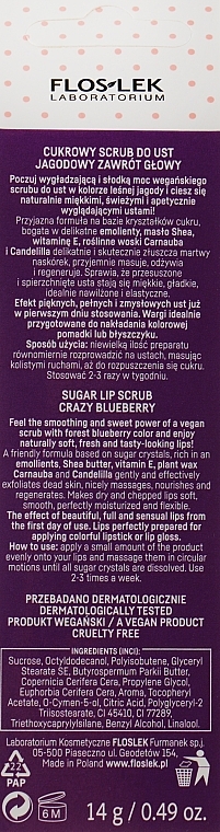 Sugar Lip Scrub "Crazy Bleuberry" - Floslek Vege Lip Care Sugar Lip Scrub Crazy Bleuberry — photo N2