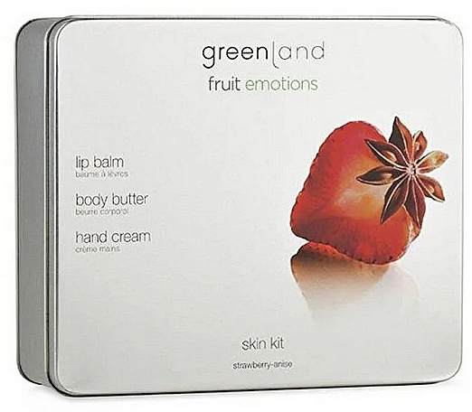 Set - Greenland Green Land Strawbery Skin Kit (lip/balm/3.9g + body/butter/120ml + hand/cream/75ml) — photo N1