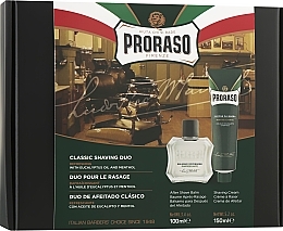 Fragrances, Perfumes, Cosmetics Menthol & Eucalyptus Shaving Set - Proraso Green Classic Shaving Duo (sh/cr/150ml + ash/balm/100ml)