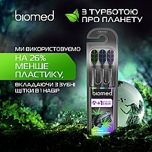 Medium Toothbrush Set, 3 pcs - Biomed Black 2+1 Toothbrush — photo N6