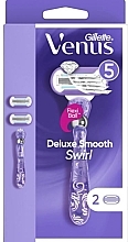Fragrances, Perfumes, Cosmetics Razor with 2 Refill Cartridges - Gillette Venus Deluxe Smooth Swirl
