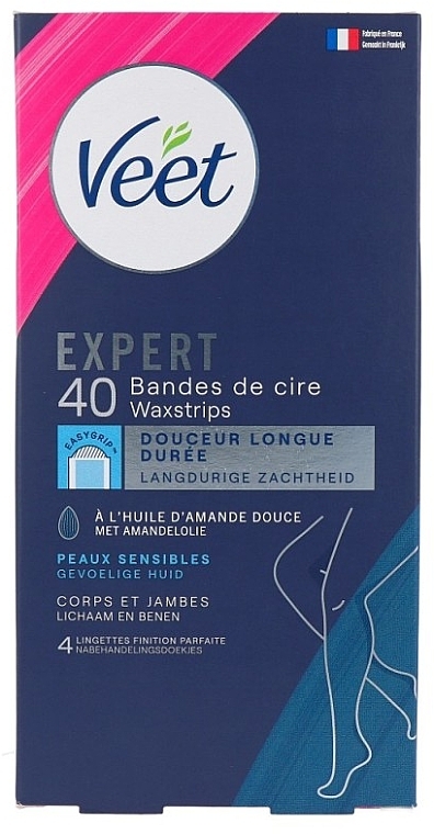 Legs Wax Strips for Sensitive Skin - Veet Expert Cold Wax Strips Legs Sensitive — photo N1