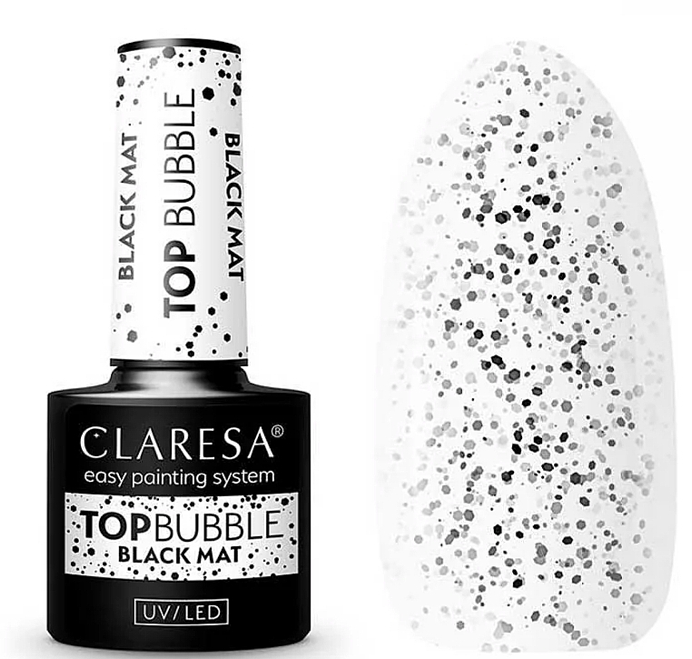 Matte Top Coat with Black Particles - Claresa Bubble Black Matt No Wipe — photo N1