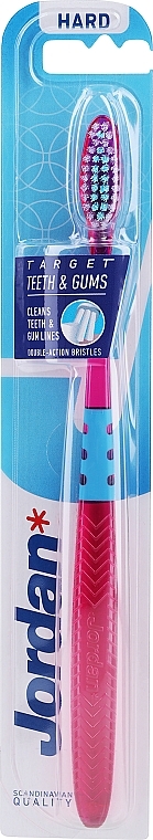 Hard Target Toothbrush, pink with zigzag - Jordan Target Teeth & Gums Hard — photo N1