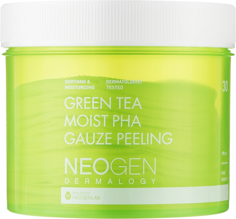 Exfoliating Pads with Green Tea Extract - Neogen Dermalogy Green Tea Moist Pha Gauze Peeling — photo N4