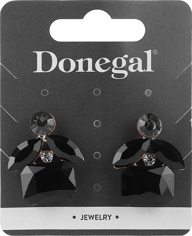 Earrings, 6415, with black stones - Donegal  — photo N1