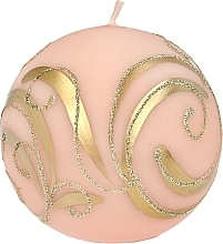 Fragrances, Perfumes, Cosmetics Decorative Candle, ball, pink with ornament, 8 cm - Artman Christmas Ornament