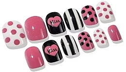 Self-Adhesive False Nails for Kids 'Polka Dots & Stripes', 980 - Deni Tipsy Kids Card — photo N2