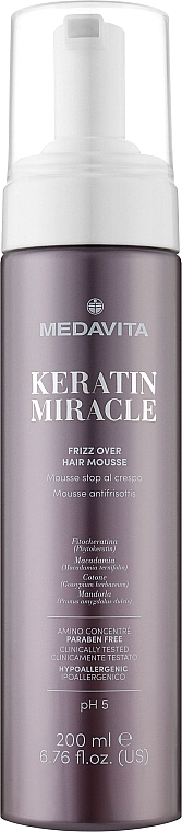 Smoothing Anti-Frizz Hair Mousse - Medavita Keratin Miracle Frizz Over Hair Mousse — photo N1