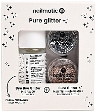 Set - Nailmatic Pure Glitter Silver/Gold Glitter (base/8ml+glitter/2pcs+brush) — photo N1