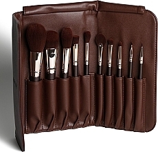Makeup Brush Set, 10 pcs, in chocolate case - Inglot Make-up Brush Set Chocolate Case — photo N4