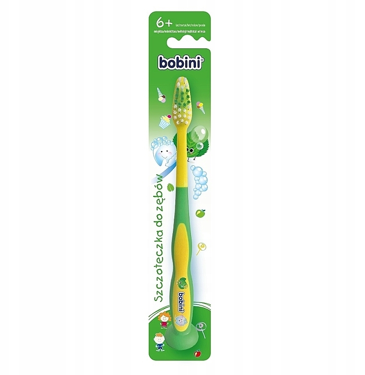 Kids Toothbrush, 6+ years, green-yellow - Bobini — photo N1